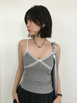 V-cut lace sleeveless (4color)