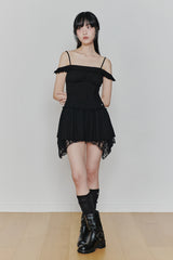 ペタルラッフルドレス black