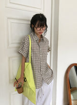[unisex] Soche Cozy Check Loose Fit Short Sleeve Shirt