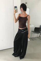 [BELT SET] CROSS LINE WIDE SLACKS