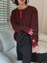 Kinji Waffle Henley Neck Warmer Long Sleeve T-shirt