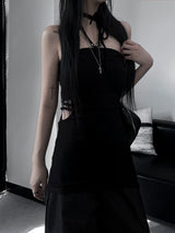 halter strap slit layered one piece (2color)