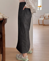 Deck denim long skirt