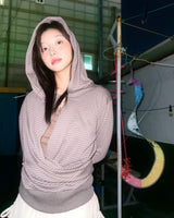 (3color) Cowl Two-Way Neck Stripe Hoodie