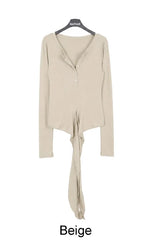 Luen Wrap Henley Neck Long Sleeve