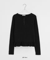 ダロヘンリーネックフリル長袖Tシャツ