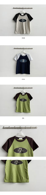 リンカカラーラグランクロップショートスリーブTシャツ