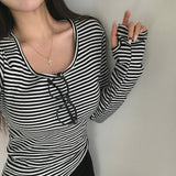 【limited price】 [BELLIDE MADE] Cookie, stripe finger hole T-shirt 