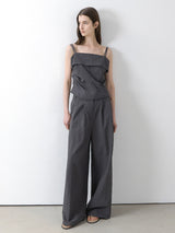 (PT-5668)MILA SET-UP FOLDING TUCK WIDE PANTS