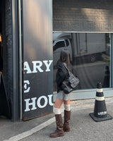 Strap leather long boots