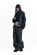 Curved Leopard Pants - Khaki