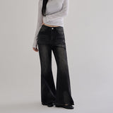 [made/4size] [Enkeu] Seam Detail Washed Wide Bootcut Denim Pants - 4 Colors