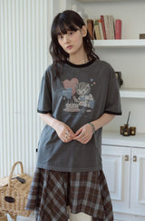 26SS★ Sweet Kitty Pigment Ringer Tee