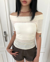 Huben Off-Shoulder Short Sleeve T-Shirt