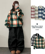 Teemo Fleece Checkered Collar Sweatshirt