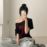 Blo off-shoulder short-sleeved T-shirt (4 colors)