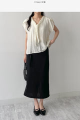 Tulip Tie Short Sleeve Blouse