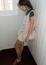 [shiwonderful x voor] Floral Lace Shirring Shoulder Bag_Pink