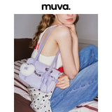 muva. Cowhide‑Velvet Single‑Strap Ding‑Ding Bag, Elegant Commute Underarm Purse for Women, 2026 New Original Style, New Arrival Mar 28
