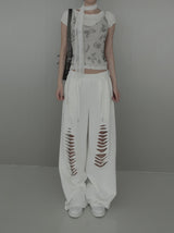 Fray Cutout Sweatpants