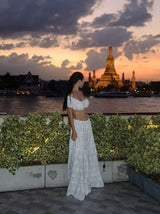 eyelet cancan maxi long skirt