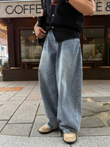 バックカットバルーンデニムパンツ