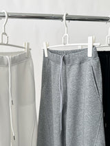 Solid color casual banding wide pants