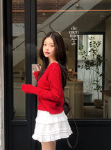 #Mood Cable Lettering Embroidery Round Cardigan (6color)