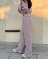 (ZIP-UP & PANTS SET!) 4 COLORS THICK FLEECE RIBBED CROPPED TRAINING ZIP-UP
