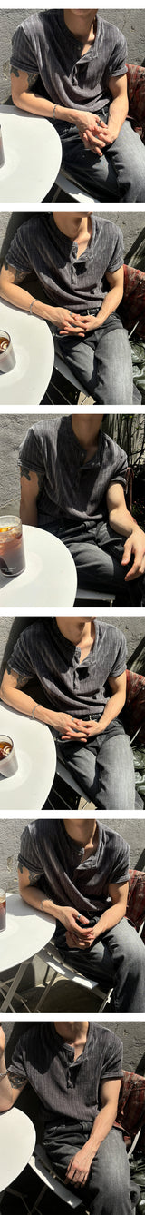 [S/S] Velvet henry neck half knit(3color)
