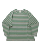 STRIPE BINDING-NECK BOX TEE (Sage Green)