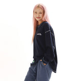 WAFFLE COZY L/S TEE_NAVY