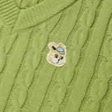 WITTY BUNNY CABLE KNIT VEST - LIGHT MINT