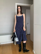 Layered Navy Floral Sleeveless Long Dress