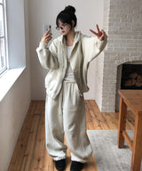 テイン裏起毛ピグメント2wayジップアップフーディ