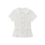 Lina Ribbon Collar Blouse