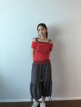 Shirring harem pants 