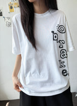 ロール レター タトゥープリント ワンサイド Tシャツ 5カラー
