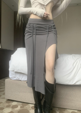 Nave Shirring Unbal Long Skirt (2color)