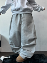 フリース❤リベットツーピンタックロングパンツ🖤🤍🩶3カラー
