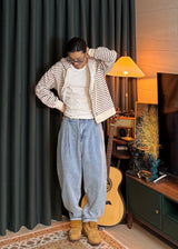 [virstyle original] INKKI two tuck Balloon Tapered Denim Pants 4COLOR