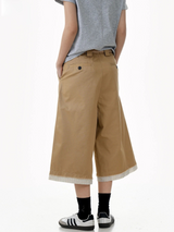 Raw Hem Patch Crop Trousers