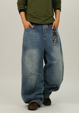BA Denim Washed Panel Banding Pants