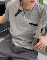 Tez diagonal Henley neck t-shirt