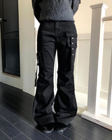 Deunu Cargo Strap Bootcut Denim Pants