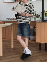 ロンディアンボウォッシュドハーフデニムパンツ