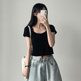 Efl shirring Lyron cropped short-sleeved T-shirt