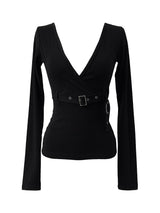 belted wrap V-neck T (2color)