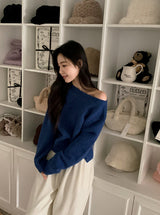 #Sexy One Shoulder Button Knit (3color)