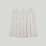 RAW HEM STRIPE PLEATED SKIRT